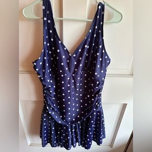 Vintage Pinup Polka dot high waisted skirted bathing suit swimsuit 4X plus